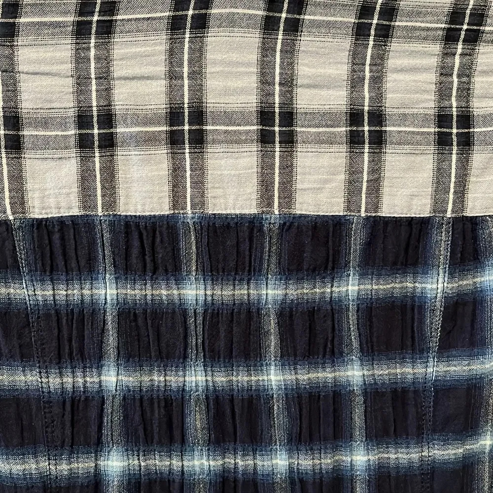 RAG & BONE JEAN Women's Tie Front Navy Plaid Shirt Dress, Size S/P, EUC - Image 3