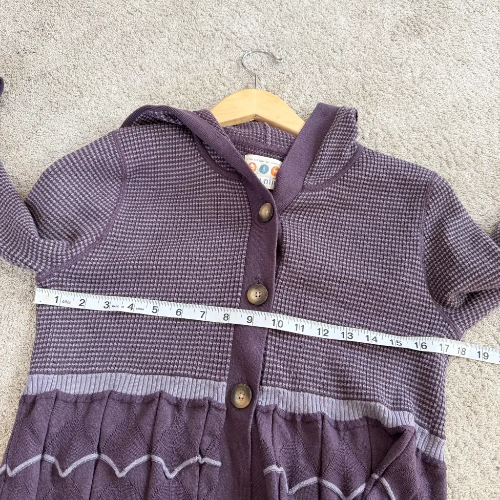 Title Nine Women’s Wool Blend Long Hooded Cardigan Sweater in Stripe Purple L - Image 9