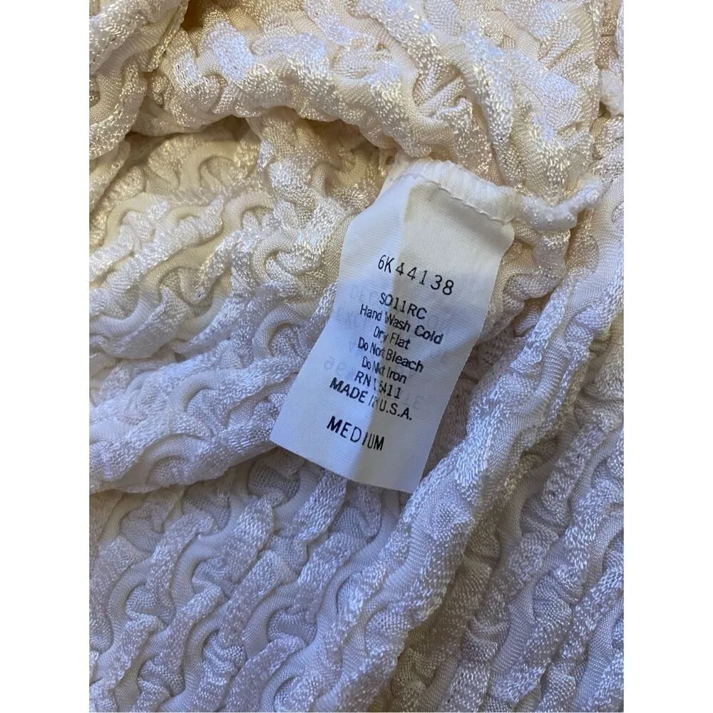 Y2k Vintage Textured Cropped Blouse Coquette Cottage Fairy Lace Stretchy School Size M - Image 8