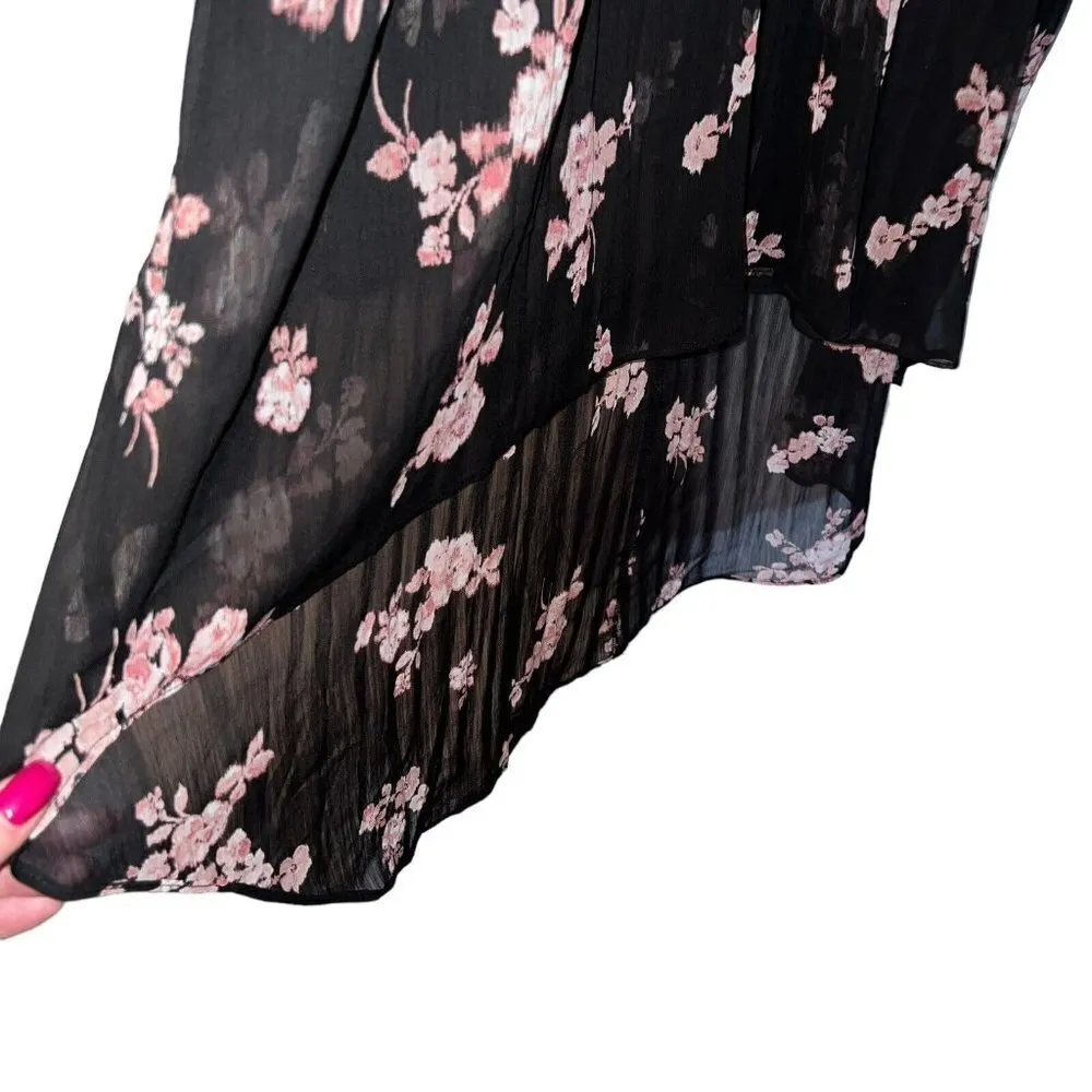 City Chic Black  Floral Budding Romance Long Sleeve Hi Low  Top Size L/20 ( 3X ) - Image 5