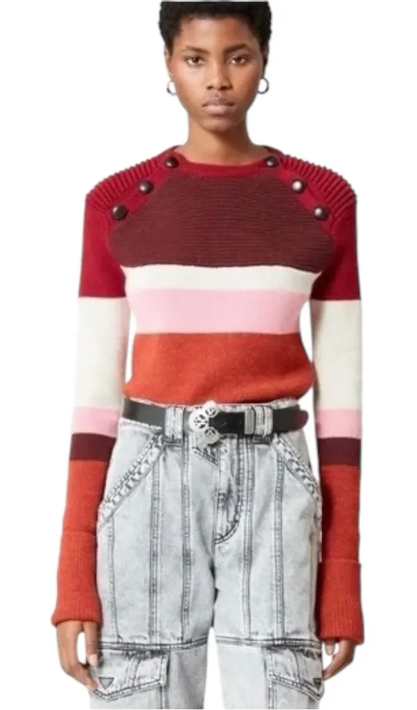 Rare Isabel Marant Etoile Striped Doyle Crewneck Wool Sweater SZ 42 / 10 $585 - Image 1