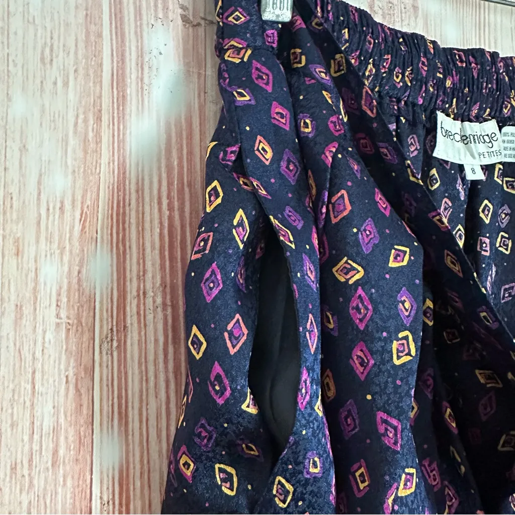 Vintage Breckenridge Petites Purple Geometric Patterned Pleated Midi Skirt Sz 8P - Image 10