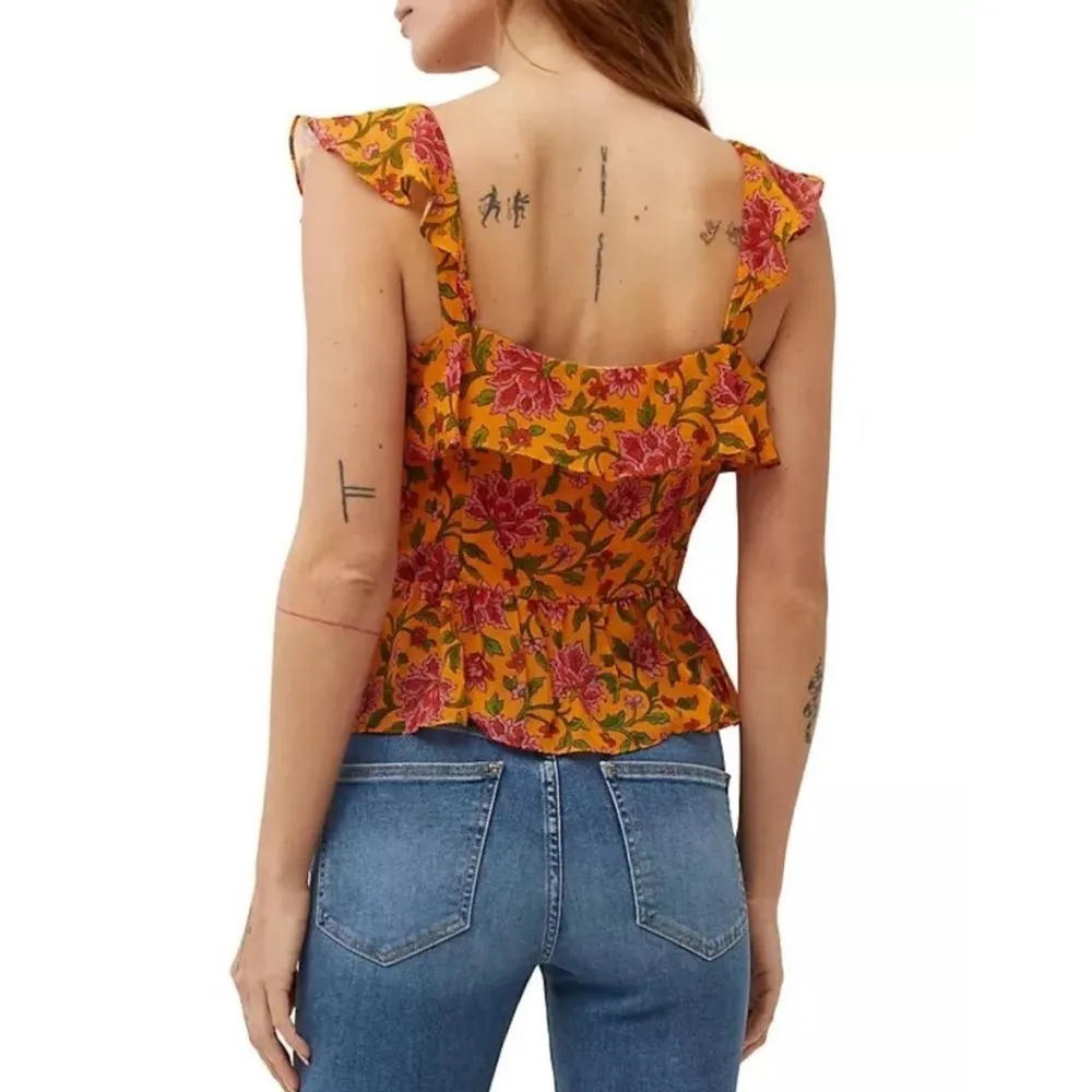 NWOT Veronica Beard Randa Top Hot Orange Multi - Image 6