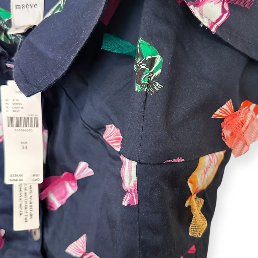 Anthropologie Maeve Navy Blue Candy Sweet Tooth Mini Dress Size 14 - Image 7