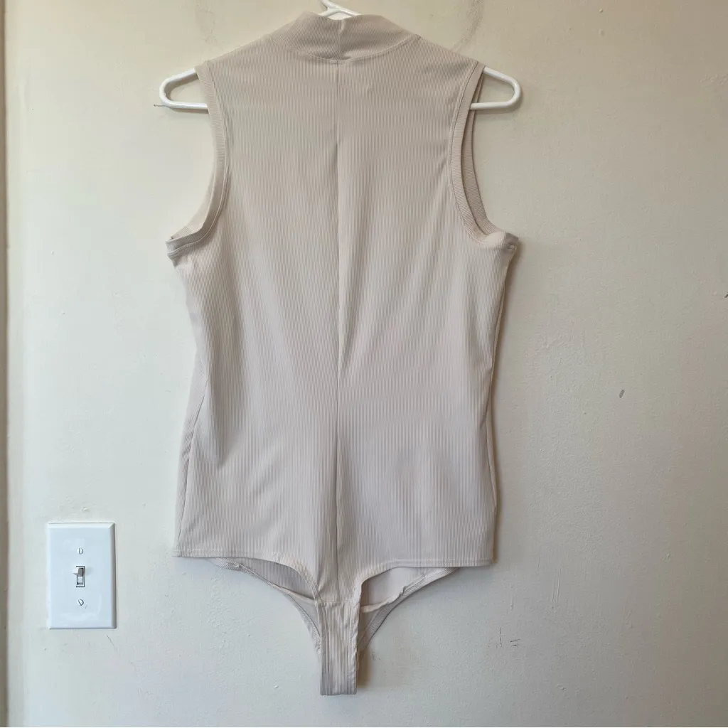 SPANX Suit Yourself Ribbed Mock Neck Sleeveless Bodysuit Parchment Beige Sz XL - Image 12