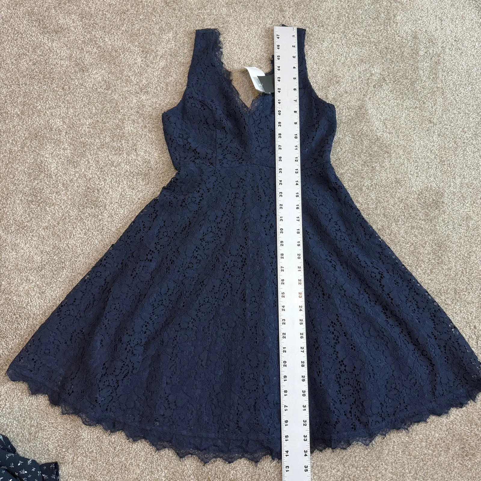 Soprano small lace overlay v neck fit and flare dress D4 2418 - Image 4