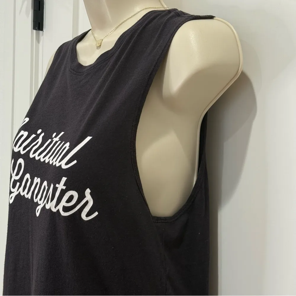 Spiritual Gangster Script Graphic Muscle Tank Top Black Spellout Size XS Yoga - Image 6