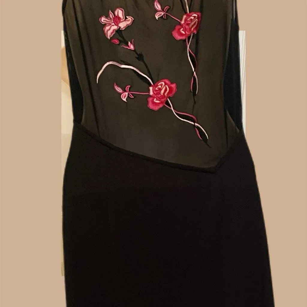 Newport News Black and Red Mesh Dress - Image 3