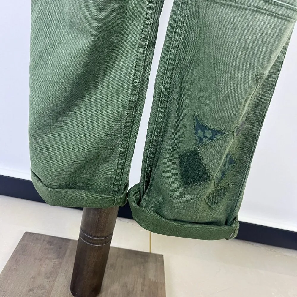 NWOT Anthropologie Pilcro Wanderer Patchwork Overalls Size 27 Green Cotton Blend - Image 7