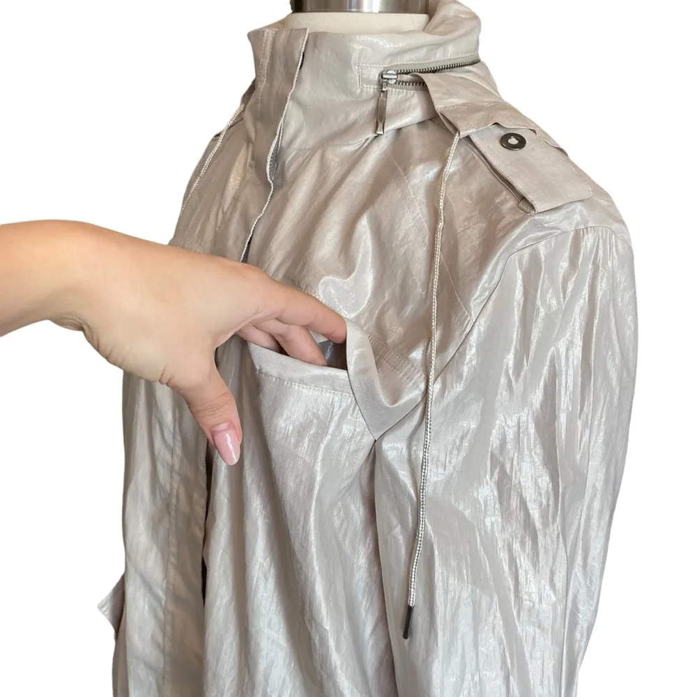 Chico’s Metallic Silver Windbreaker / Waterproof Jacket - Image 6