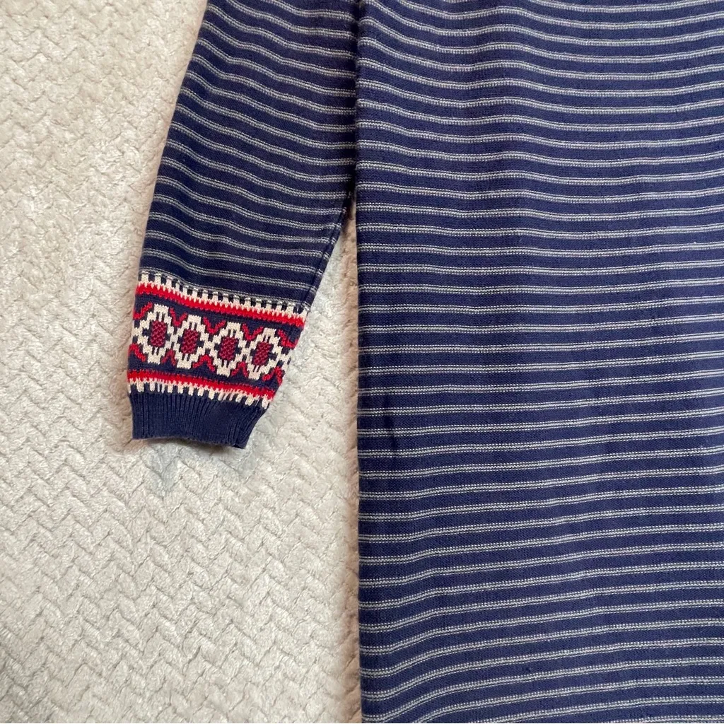 Hanna Andersson Womens Fair Isle Knit Sweater Dress Small Nordic Scandi Style Blue - Image 4