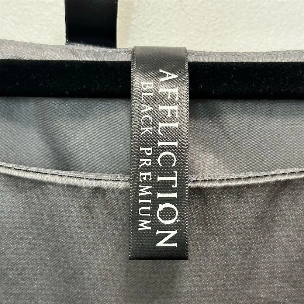 NWOT Affliction Black Premium Women Silk Short Sleeve Blouse Gray Sz 0/XS Casual - Image 3