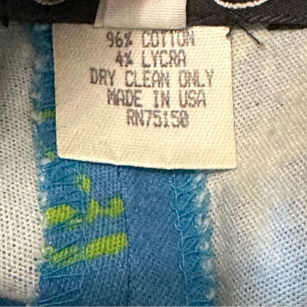 Cynthia Rowley Vintage Women’s Size 2 Blue Yellow Cat Faces Trousers Pants - Image 5