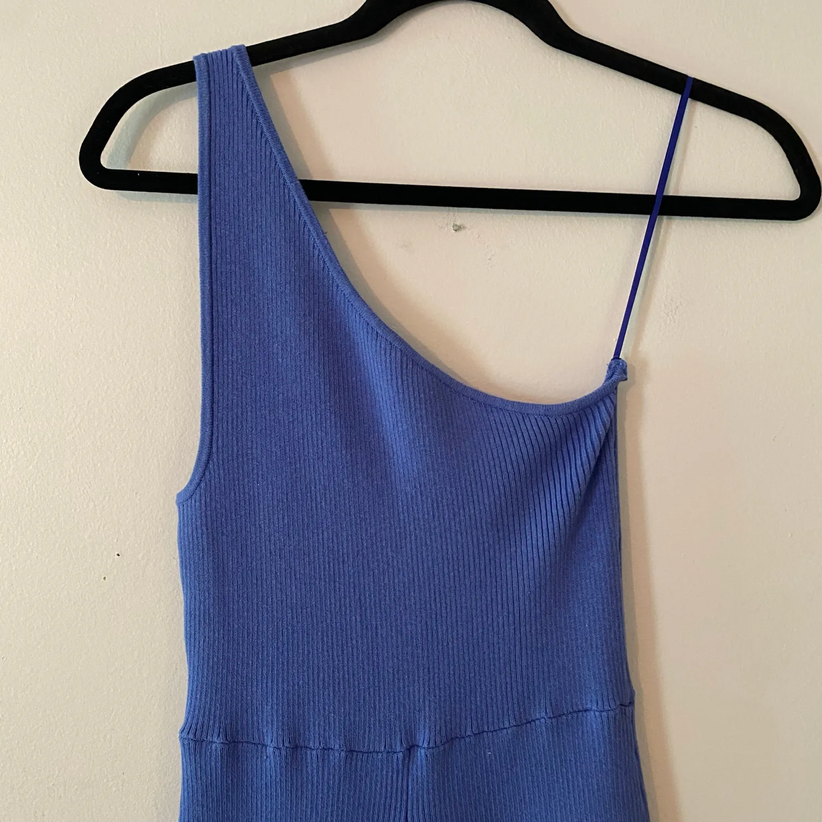 NWT Free People Blue Waverly Ribbed One Shoulder Sweater Romper Women's Small - Image 4