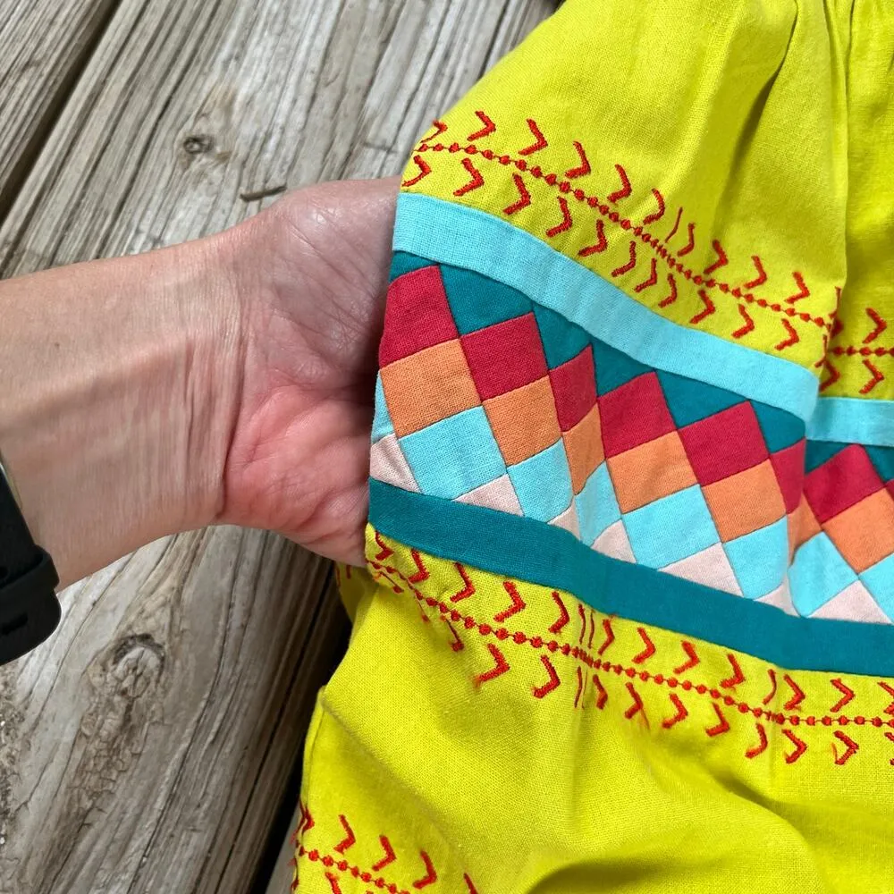 Anthropologie Leifsdottir Ribboned Quilotoa Dress Boho Mini Size 0. NEW. Yellow - Image 4