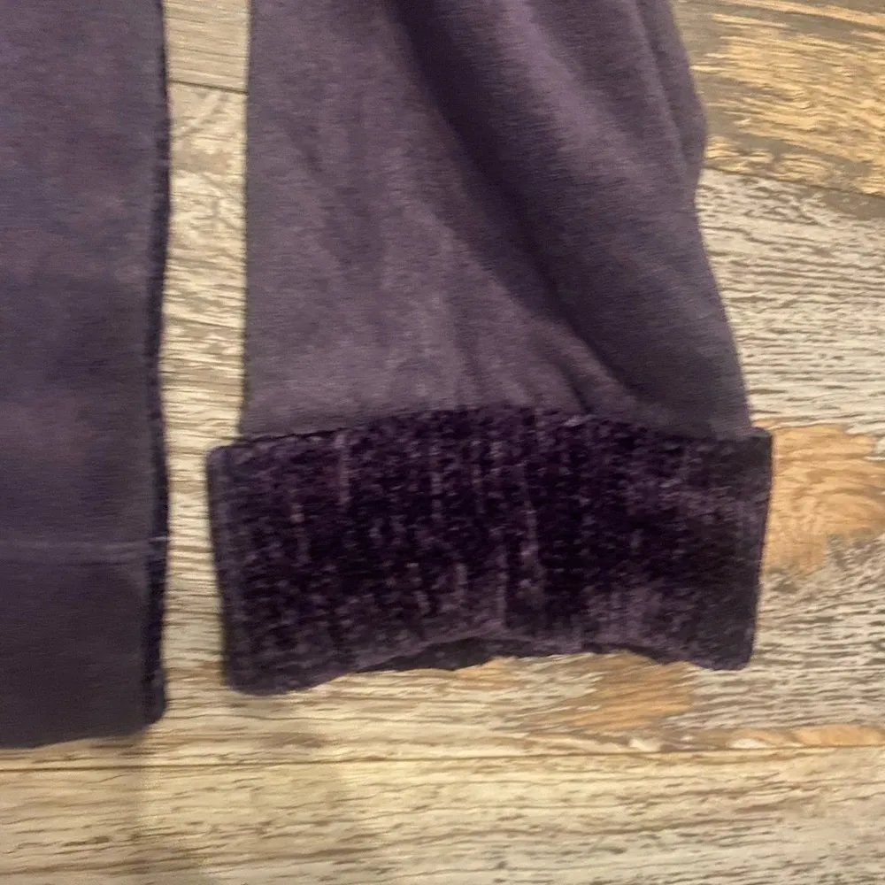 J Jill Button Cardigan Fleece w/velour Back/Trim Women’s Large Dark Purple Plum - Image 4