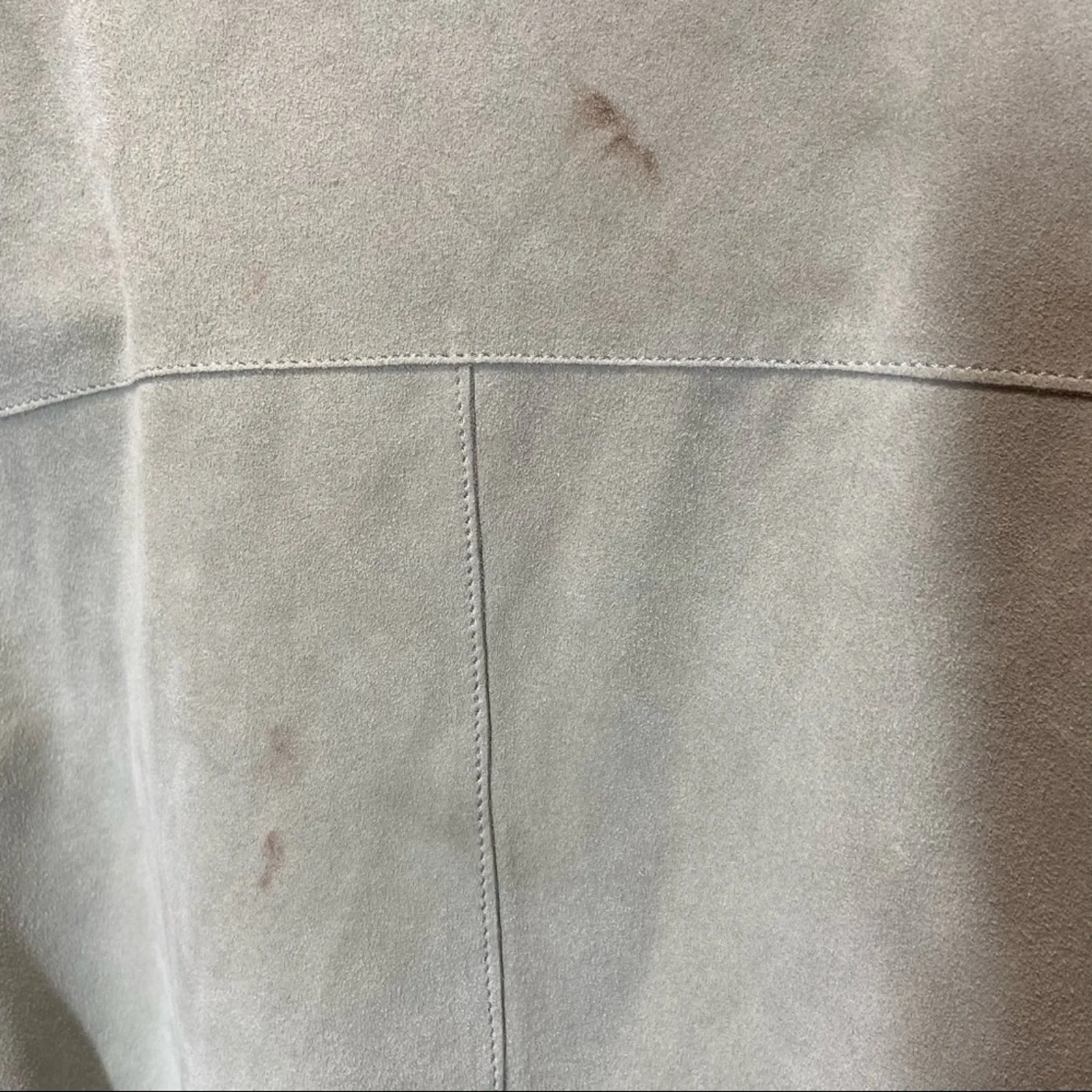 Armani Collezioni Suede Trench Coat Collar Hand Pocket Waist Belt Tie White 2 XS - Image 2