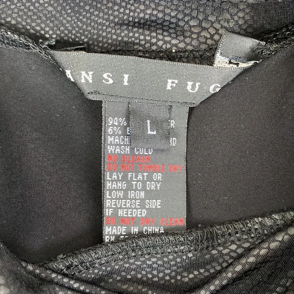 Yansi Fugel Black Snakeskin Animal Print Short Sleeve Mock Turtleneck Tee Top L Size L - Image 4