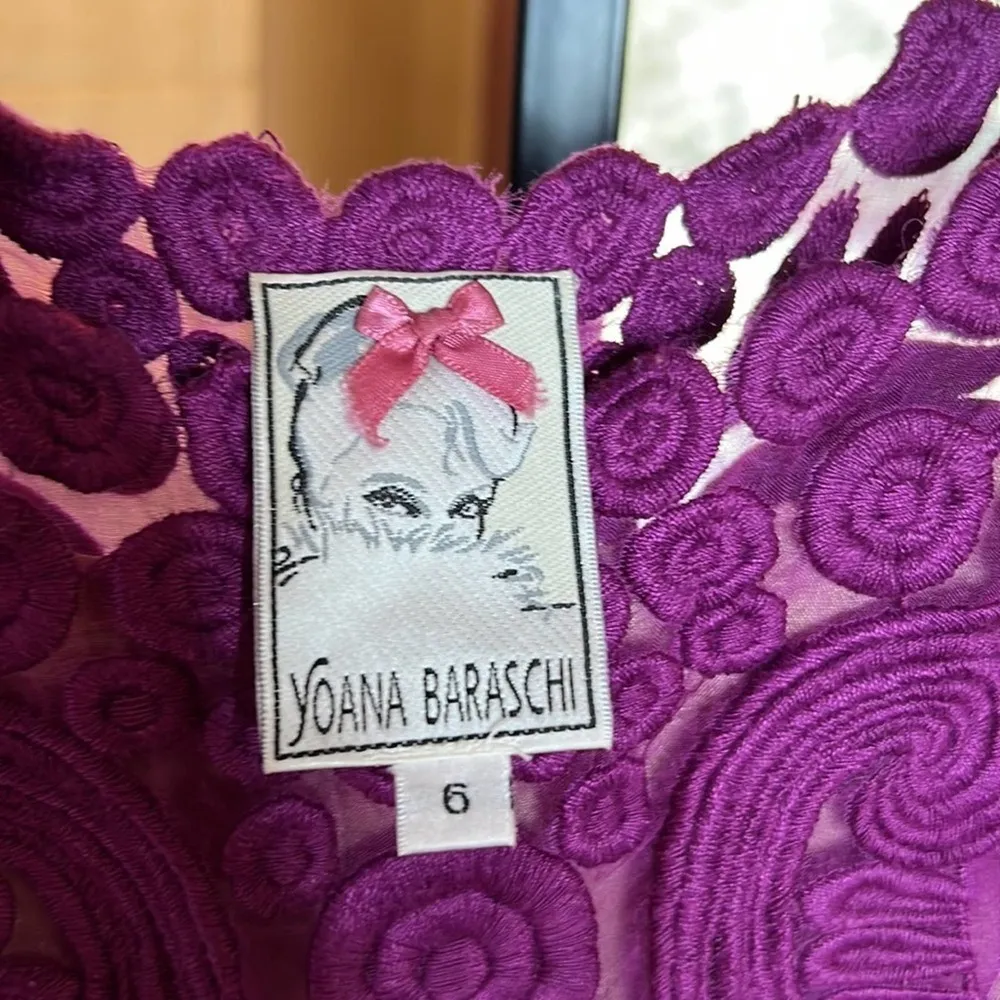 BHLDN Yoana Baraschi Embroidered Lace Scalloped Willa Shift 100% Silk Dress Sz 6 - Image 7