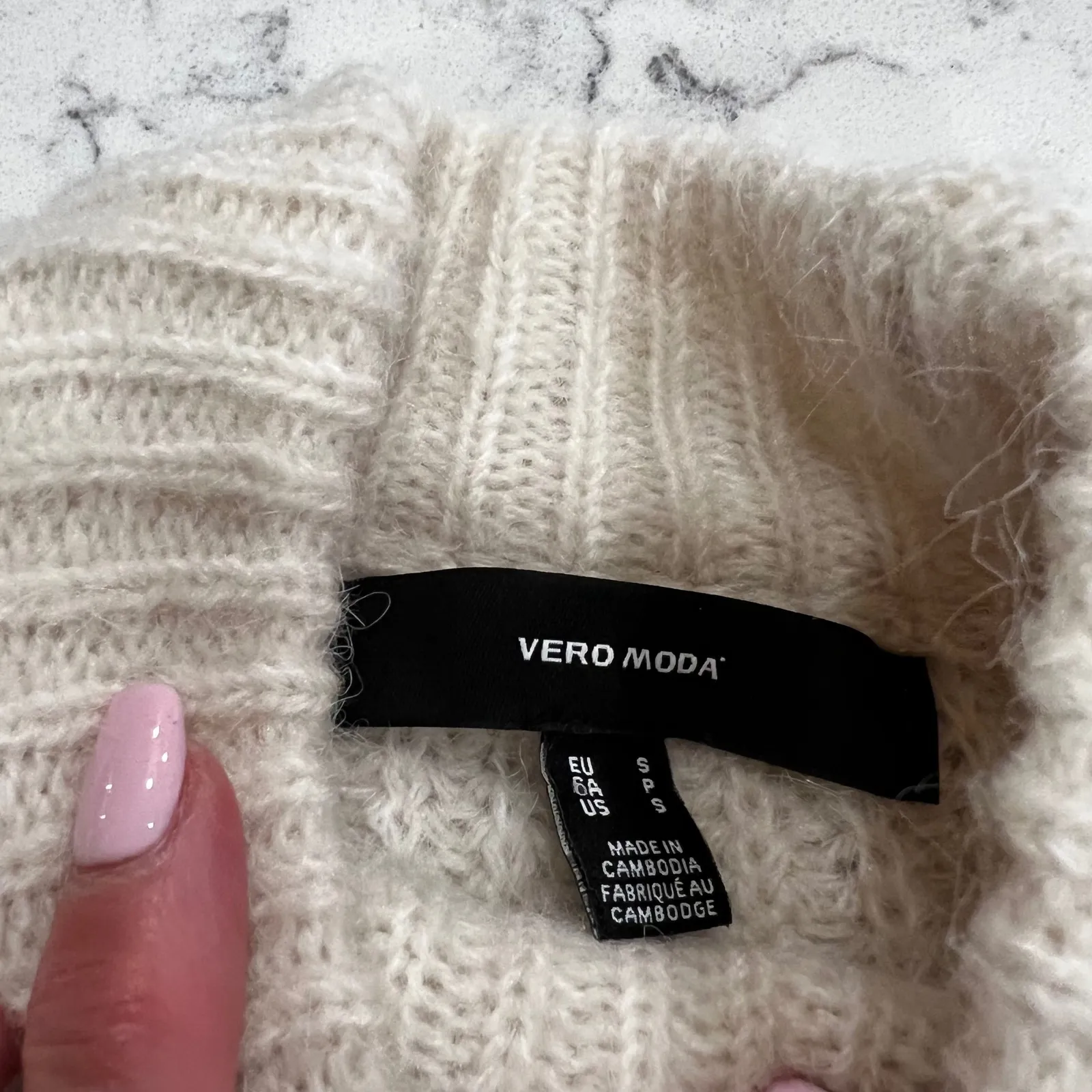 Vero Moda Shoulder Cutout Sweater Knit Mock Neck Top Women's Small Cream - Image 2