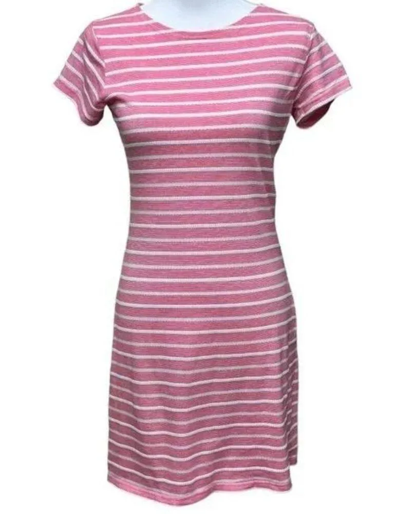 STS Sail to Sable Pink White Stripe Cotton Blend Short Sleeve Shift Dress Siz XS - Image 1