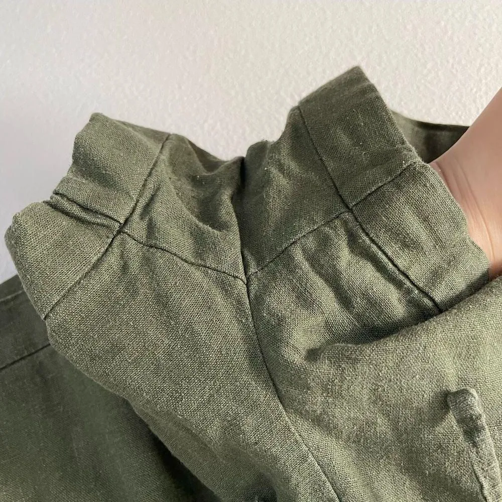 Old Navy Green Linen Pull On Shorts Womens (Small) - Image 5