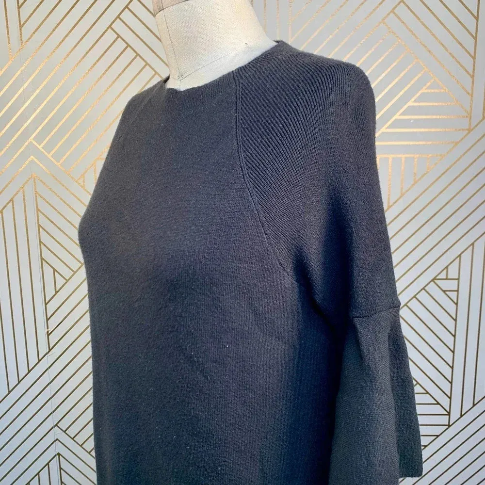 Anthropologie‎ Moth Chester Sweater Tunic Dress Bell Sleeve Black Size Small - Image 6