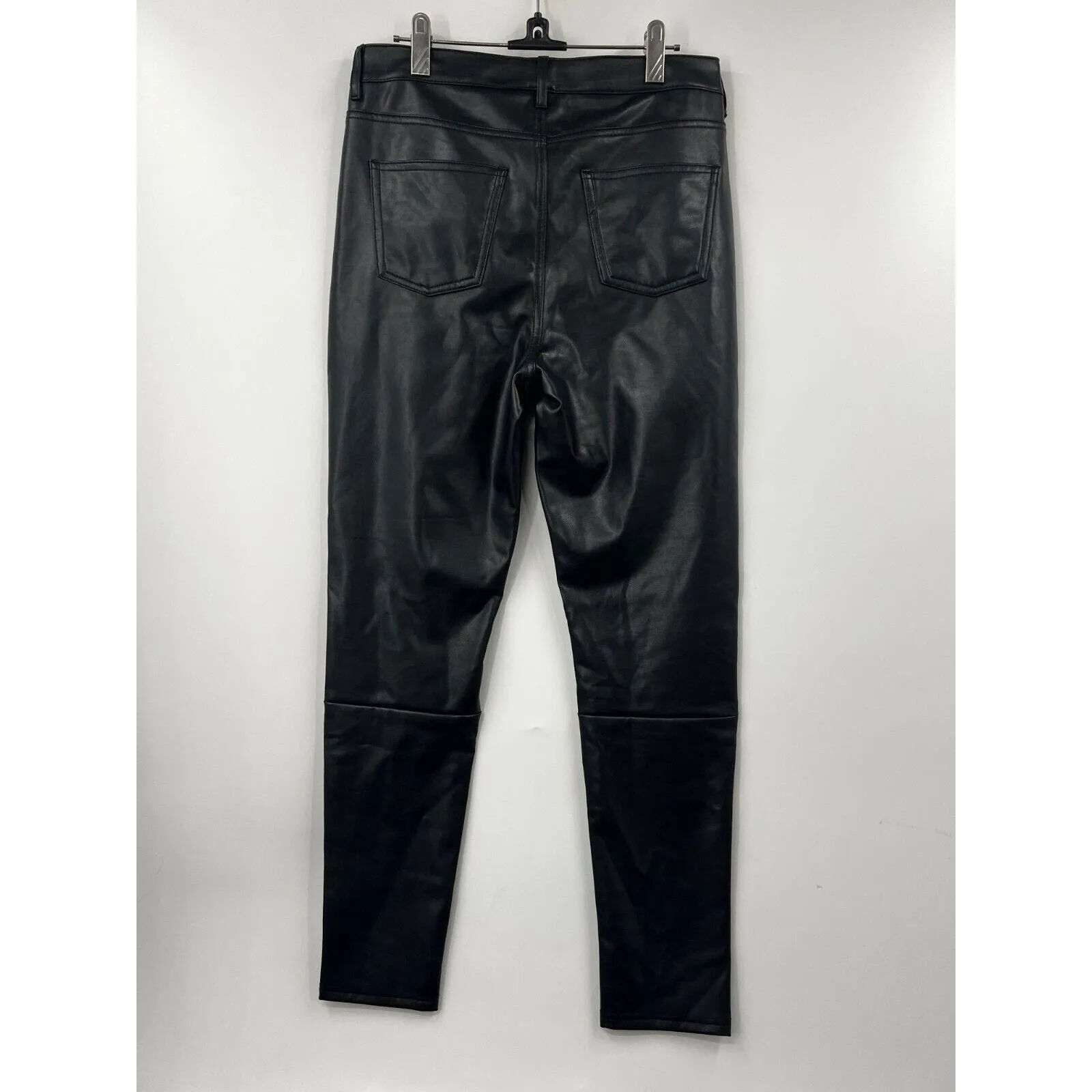 7 For All Mankind Faux Leather Pants Womens 5 Pocket Skinny Black‎ Medium - Image 5