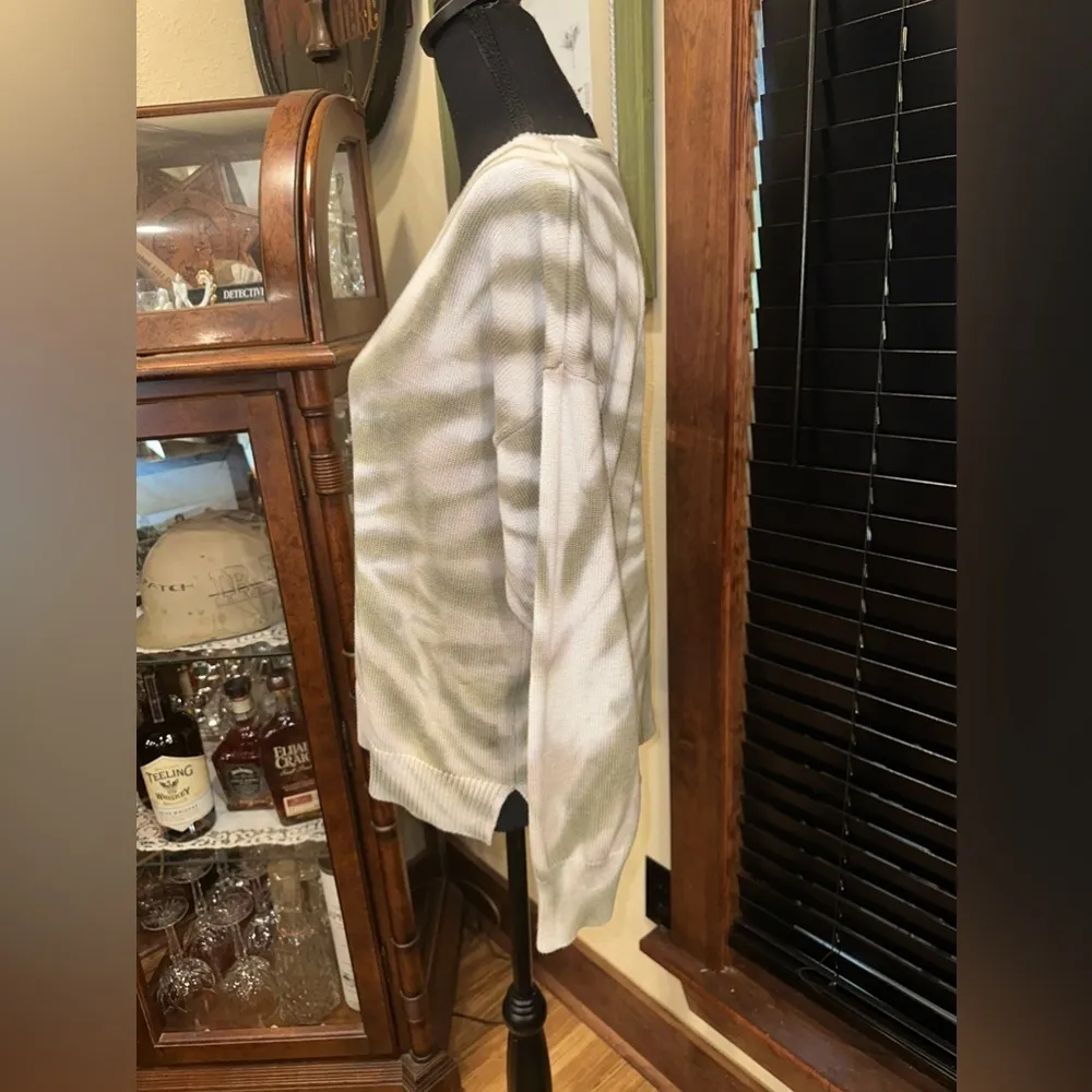 Design History Tie Dye Thermal Long Sleeve Sweater Green XL - Image 4