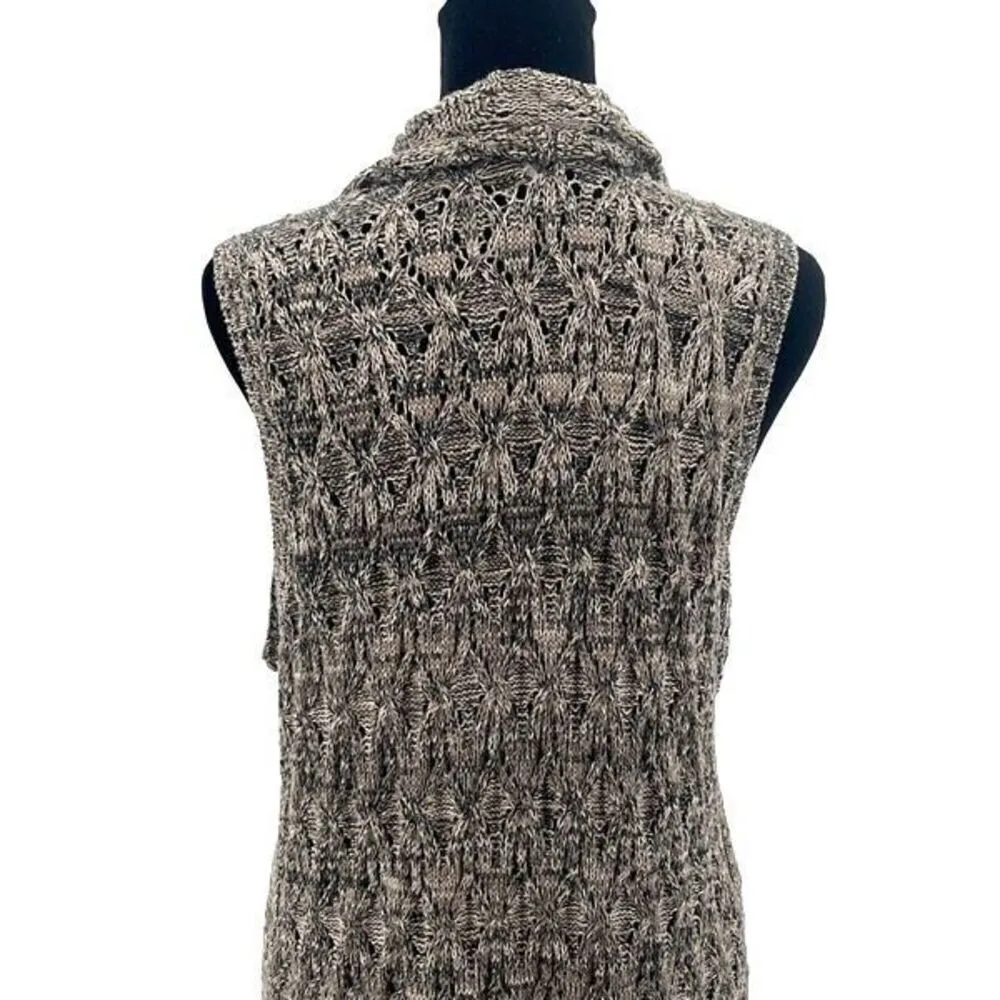 Artisan NY Womens Open Front Knit‎ Marled Long Cardigan Sweater Brown Large NWOT - Image 5