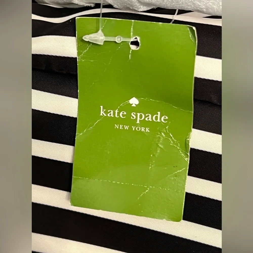 NWT Kate Spade Stevie Baby Bag Tote Nylon Classic Black White Stripe Diaper NEW - Image 11