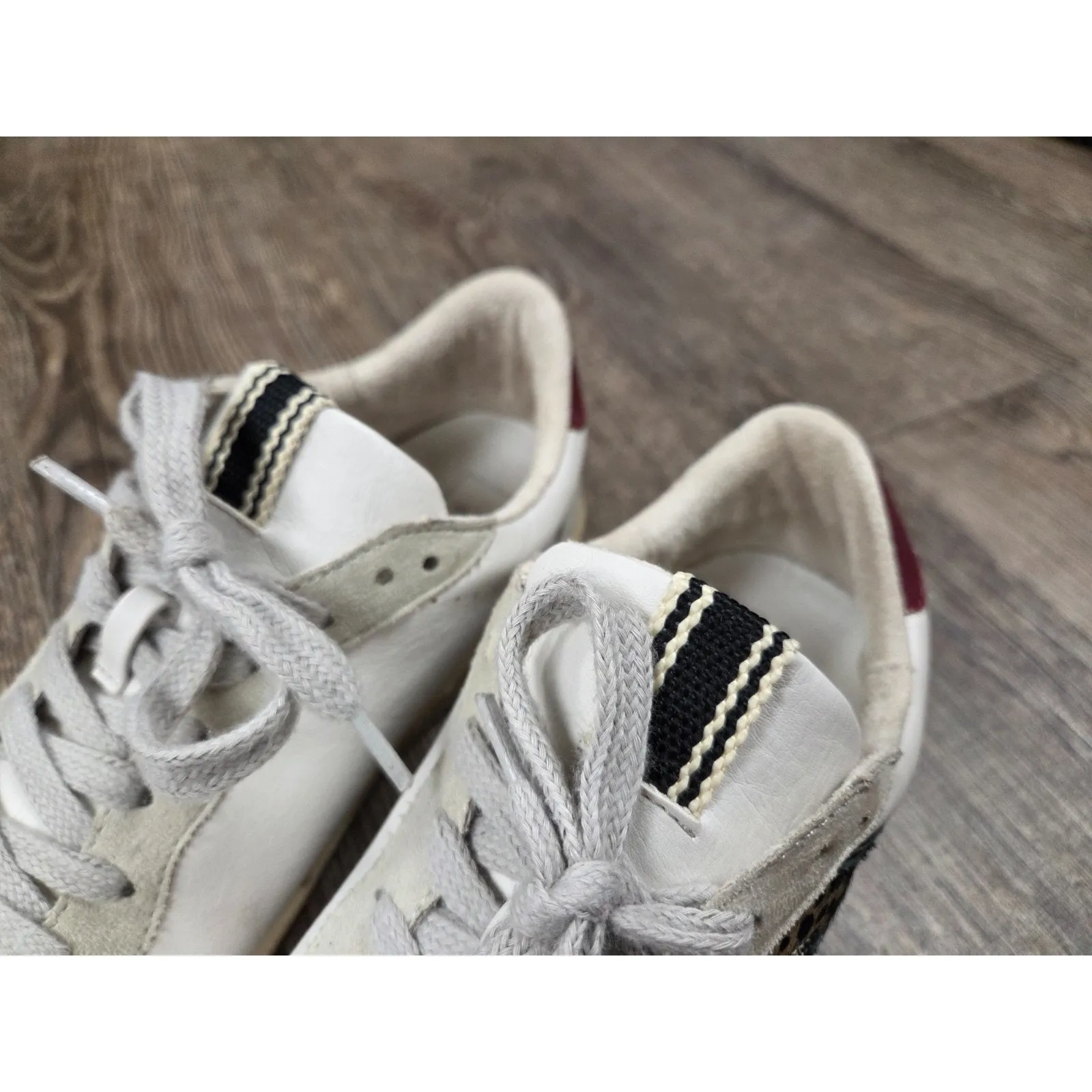 Shu Shop Women’s Salma Leopard Print Lace Up Sneakers Leather Gold Black 7.5 - Image 2