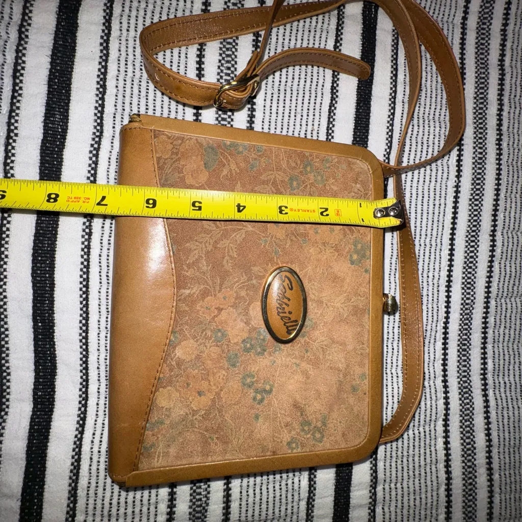 Gabrielli Floral Purse Vintage Brown‎ Leather Trim Shoulder Bag Retro Brown - Image 10