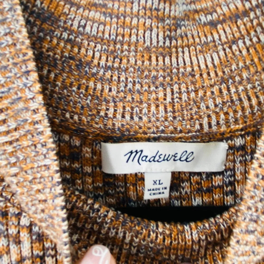 Madewell Pecan Marled Mockneck Sweater Tank Brown Warm Tones Size XL 16/18 - Image 6