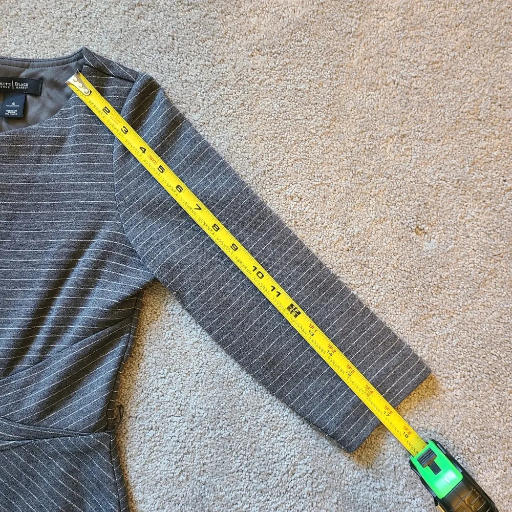 White House Black Market Dress Size 4 Slimming Wrap Waist Shimmer Striped - Image 6