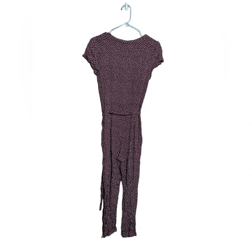 Abercrombie & Fitch Maroon and White Polk Dot Jumpsuit Size‎ Small - Image 2