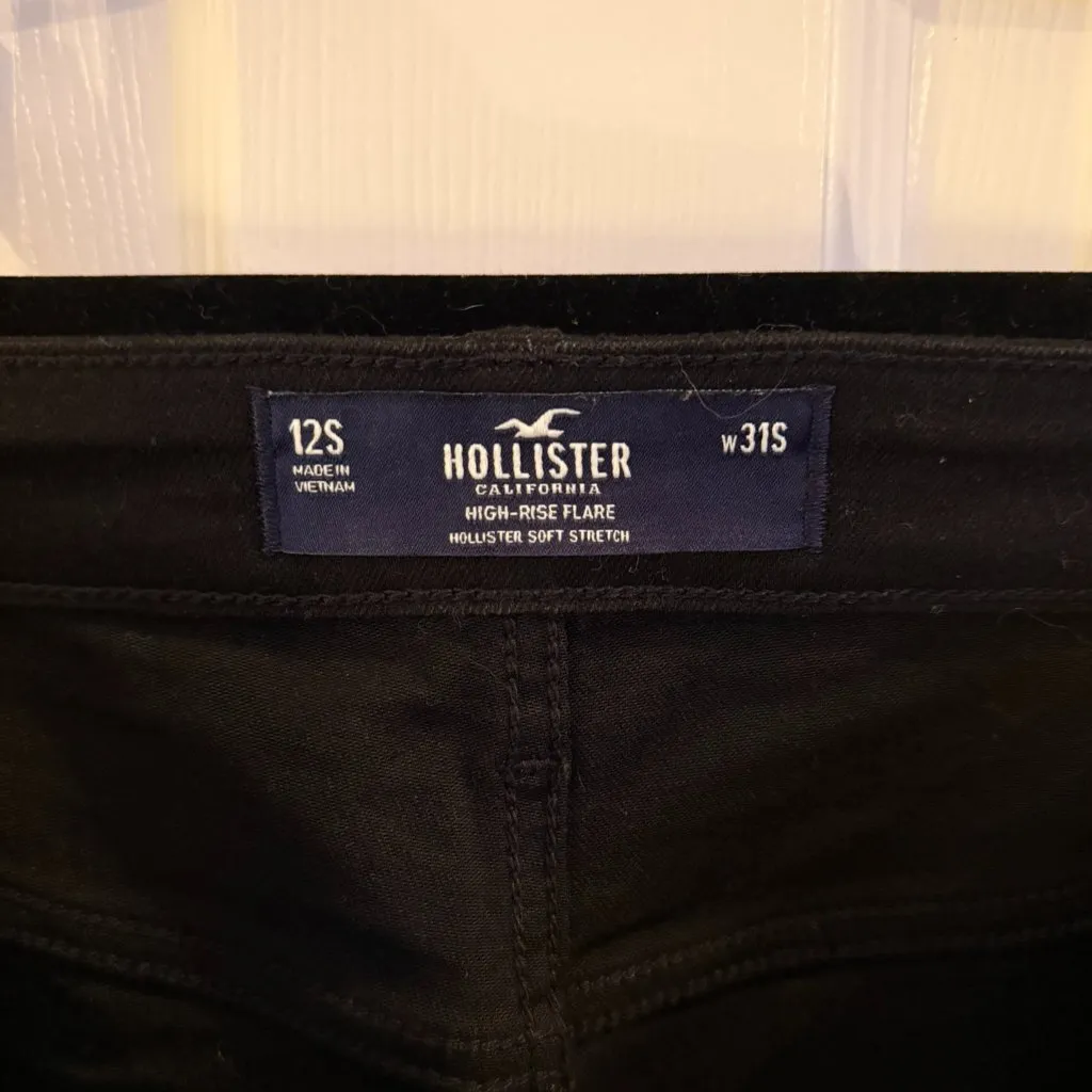 Hollister Black Flare Jeans Denim High Rise 12S / 12 Short / 31S - Image 7