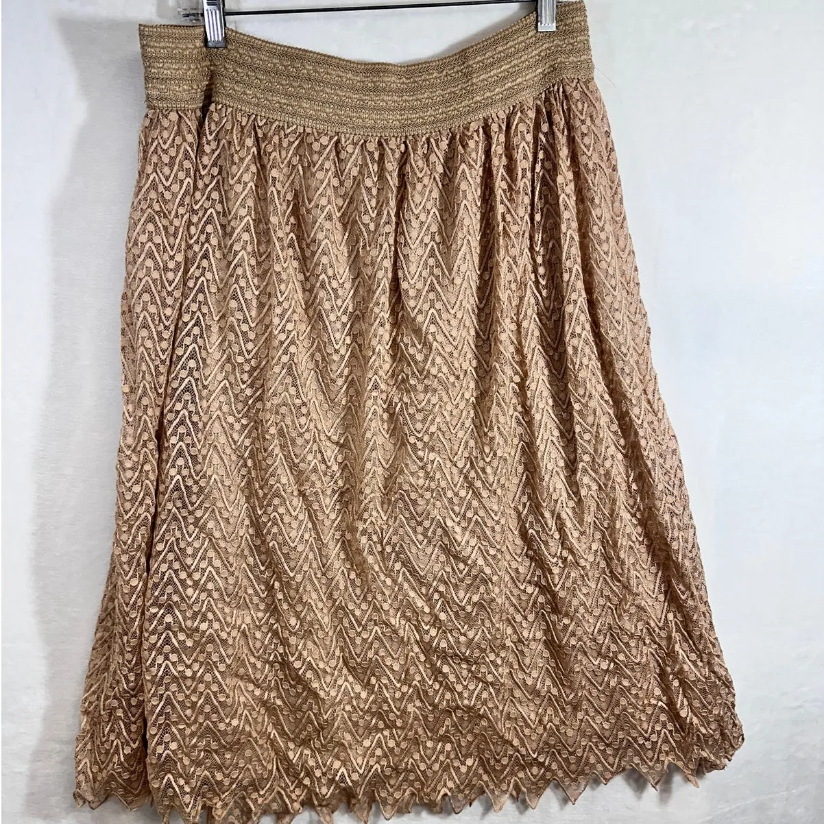 Metrowear XL‎ Lace Peach Pink Beige Coquette Midi Elastic Stretchy Flowy Cute - Image 4