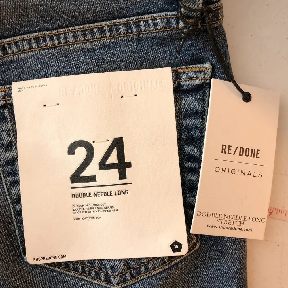 RE/DONE Womens Jeans Double Needle Long Stretch Mid 80s Wash Button Fly 24 - Image 8