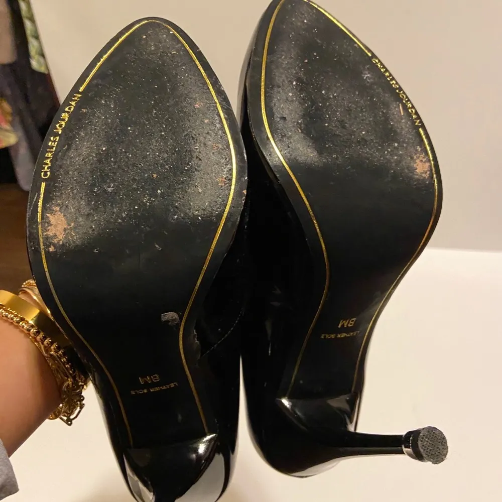 CHARLES JOURDAN High Heels Patent Leather Stiletto Black Size 8 - Image 4