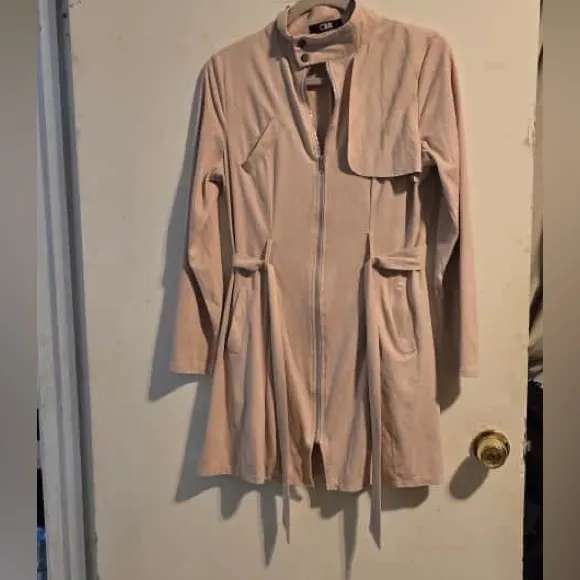 CBR Light Beige Coat with Brass Accents Tan Size L - Image 2