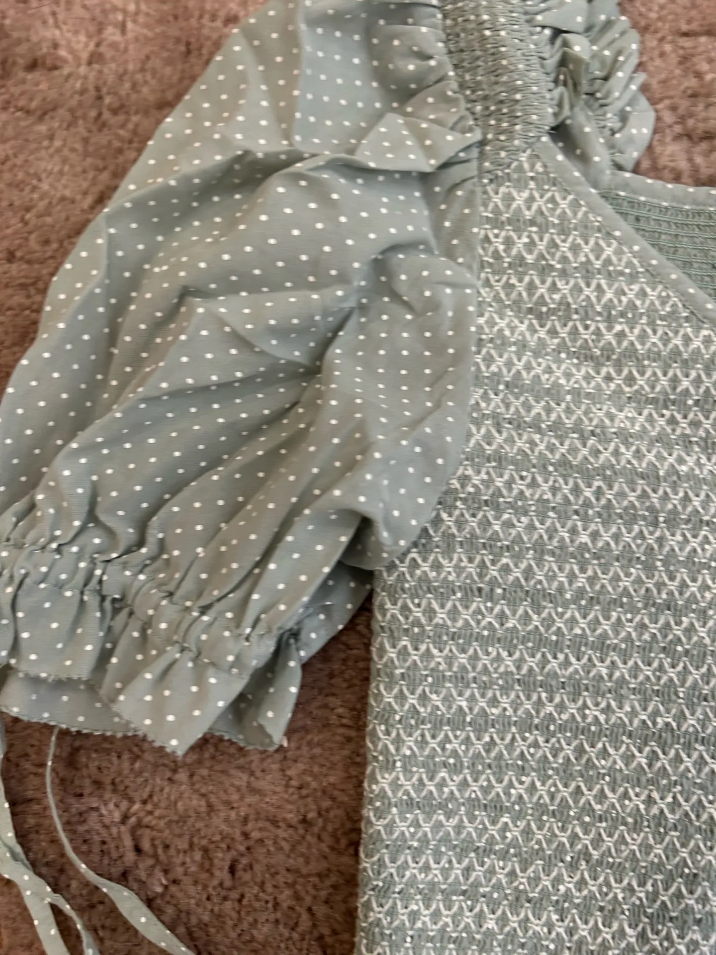 Loveshackfancy Shirred Tilly Smocked Polka Dot Milkmaid Top - Image 4