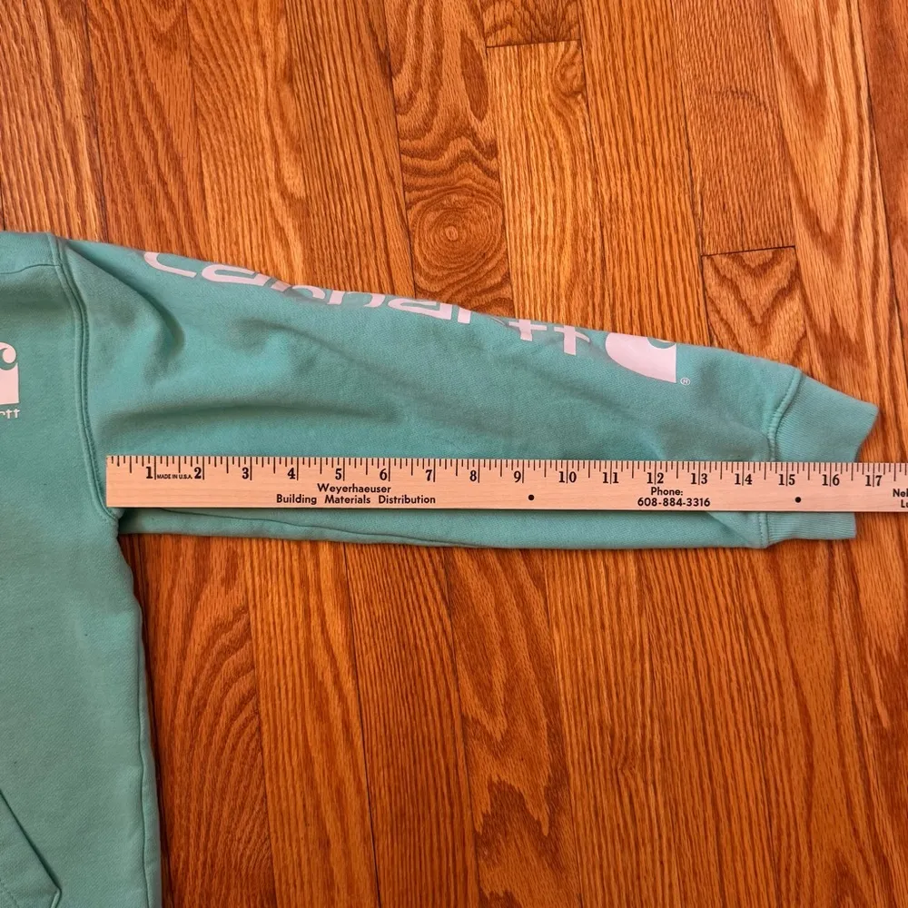 Carhartt Girl’s Teal Hooded Sweatshirt with Front Pocket Size Small (8) - Image 13