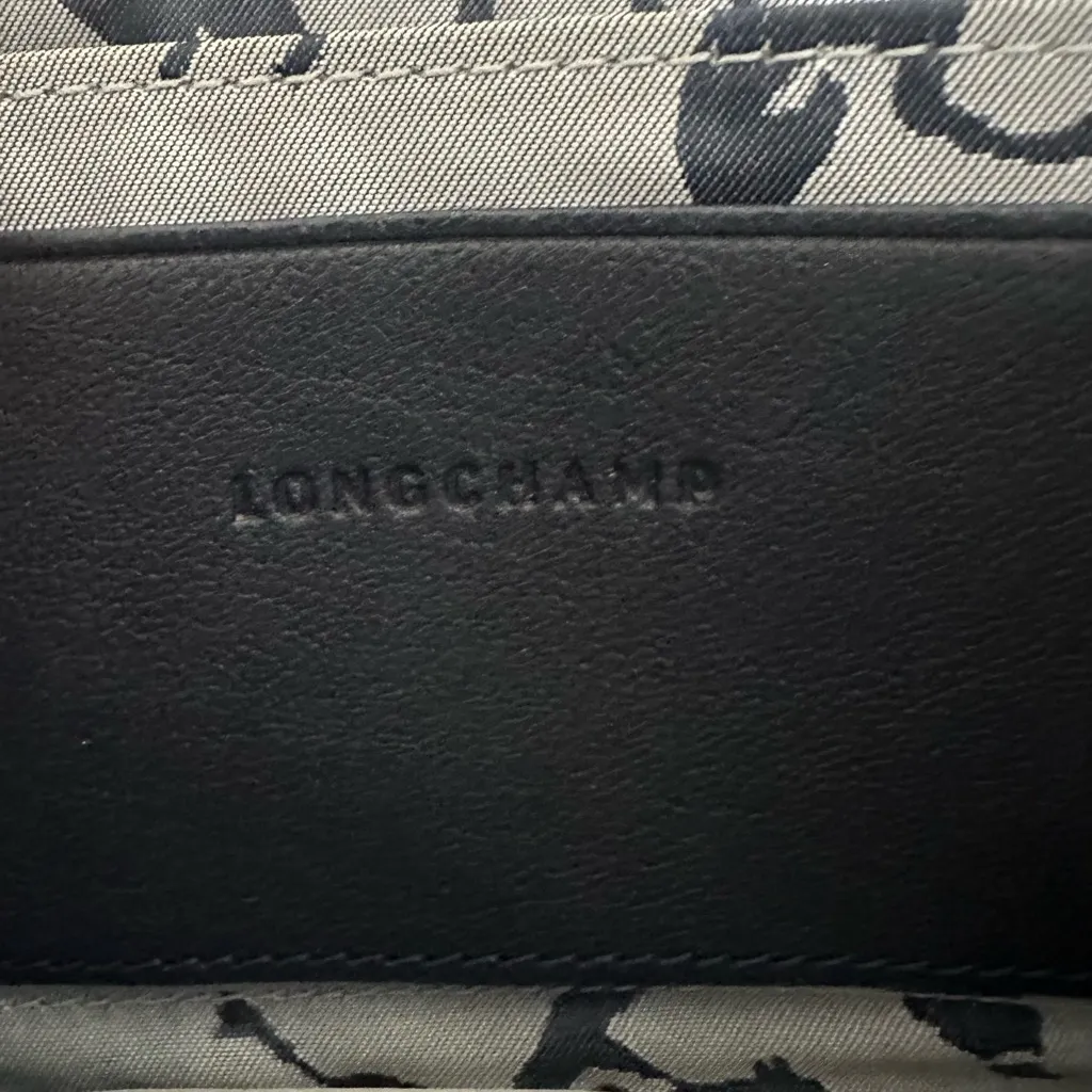 Longchamp leather navy zip around compact wallet Rare HTF‎ - Image 12