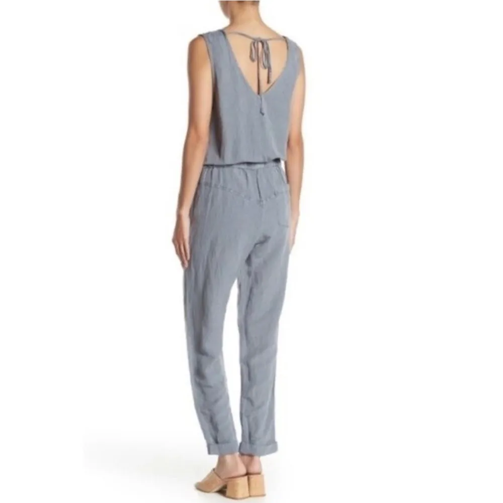 Young Fabulous & Broke Alex Linen Blend Gray Sleeveless Jumpsuit SMALL - Image 2