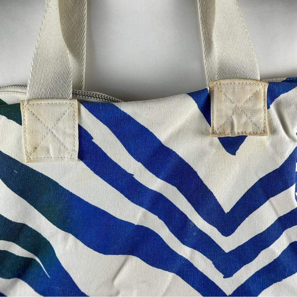 Vintage PINK Victoria's Secret Zebra Multicolor Canvas Tote Beach Travel Bag - Image 10