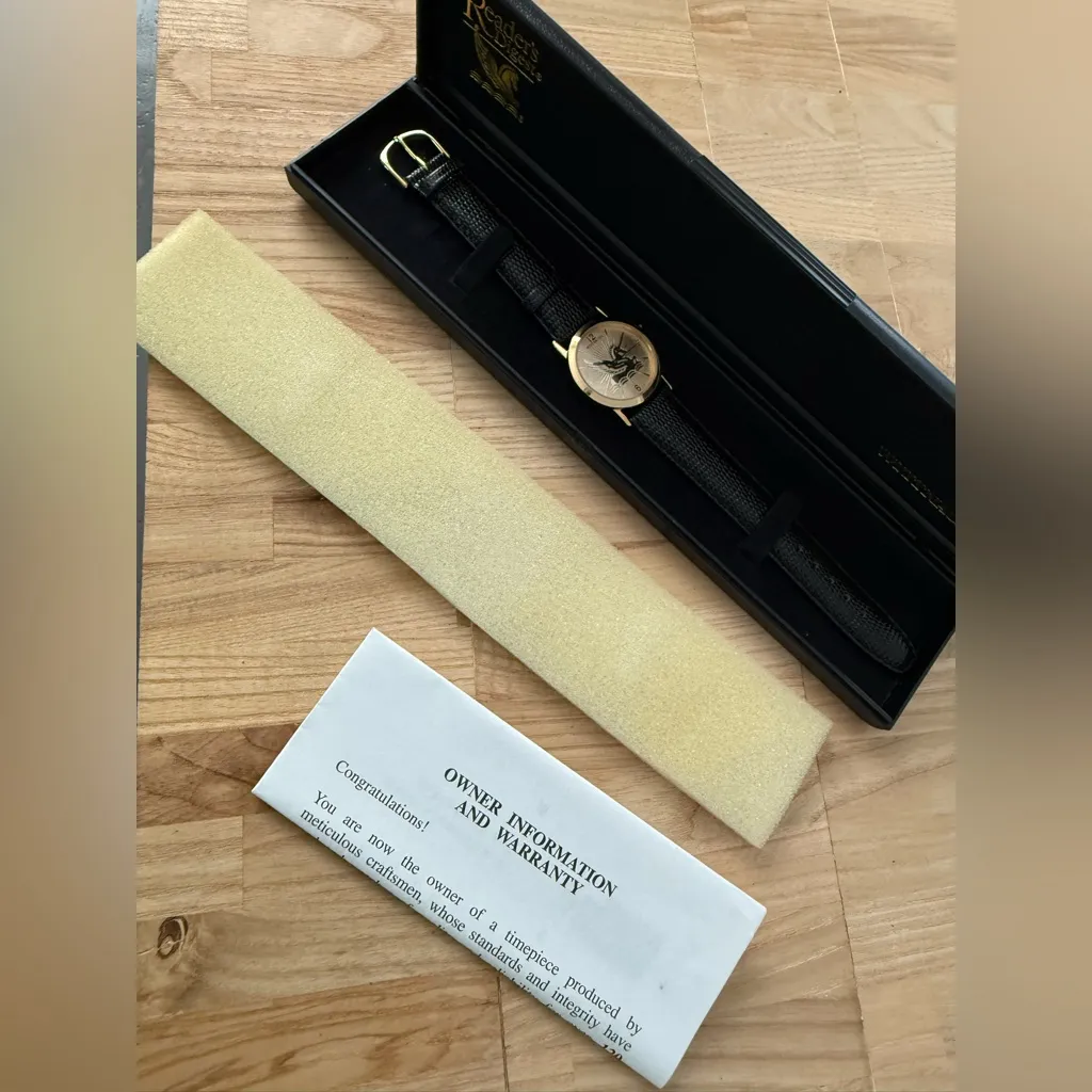 Wittnauer Longines Pegasus New NOS Vintage Watch
IOB Gold Dial Leather Strap - Image 3