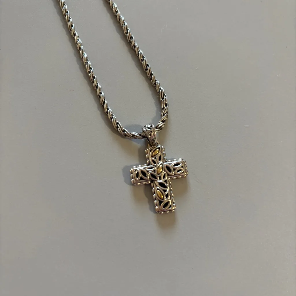 Brighton Heavenly Cross Charm Bracelet Necklace Set Silver Gold Retired Faith - Image 5