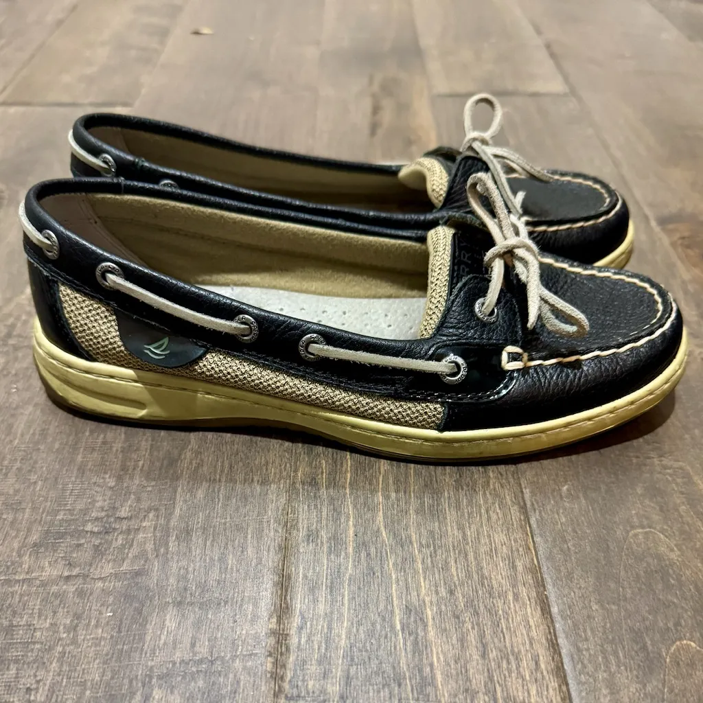 Sperry Women’s Black & Cream Angelfish Boat Shoes | Size 7M - Image 2