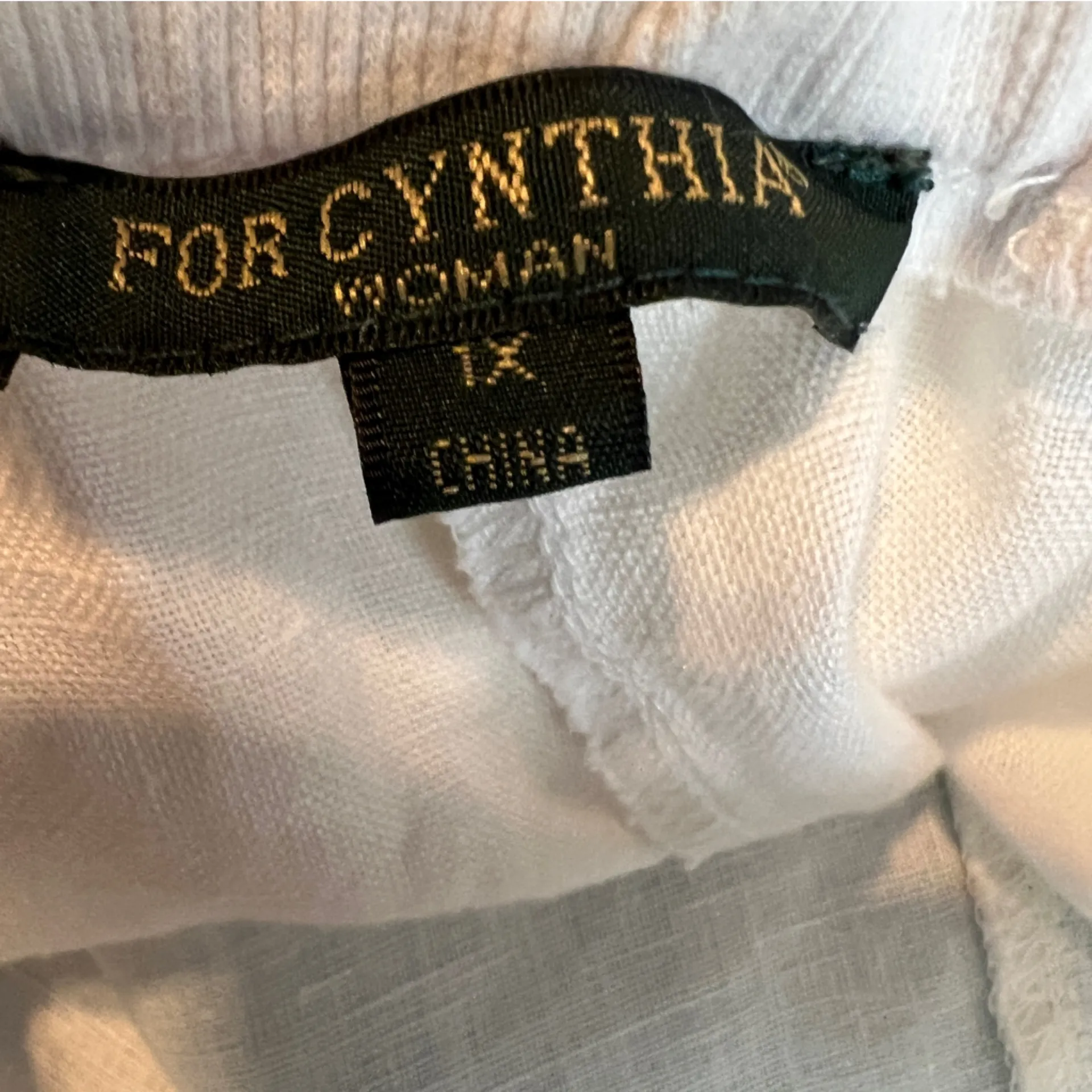 For Cynthia Woman Size 1X 100% Linen White Cropped Pants w/Stretch Waist Pockets - Image 8